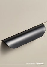 Load image into Gallery viewer, INSPIRA LIFESTYLES - RIVA PULL HANDLES, EDGE PULL HANDLES, SOLID BRASS CABINET HANDLE, MODERN ARC HANDLE, ERGONOMIC CABINET PULL, MINIMAL CABINET HARDWARE, BUILT IN EDGE PULL, KITCHEN DRAWER EDGE HANDLE, ANTIQUE BRONZE CABINET HANDLE, BRUSHED GOLD EDGE PULL, BLACK CABINET HARDWARE, WHITE CABINET HANDLE, ARCHITECTURAL CABINET HARDWARE, CONTEMPORARY MILLWORK HARDWARE, INSPIRA LIFESTYLES

