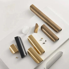 Load image into Gallery viewer, INSPIRA LIFESTYLES - RIVA PULL HANDLES, EDGE PULL HANDLES, SOLID BRASS CABINET HANDLE, MODERN ARC HANDLE, ERGONOMIC CABINET PULL, MINIMAL CABINET HARDWARE, BUILT IN EDGE PULL, KITCHEN DRAWER EDGE HANDLE, ANTIQUE BRONZE CABINET HANDLE, BRUSHED GOLD EDGE PULL, BLACK CABINET HARDWARE, WHITE CABINET HANDLE, ARCHITECTURAL CABINET HARDWARE, CONTEMPORARY MILLWORK HARDWARE, INSPIRA LIFESTYLES
