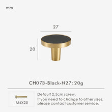 Load image into Gallery viewer, INSPIRA LIFESTYLES - Sarto Leather Handles, leather cabinet handles, genuine leather knobs, brushed brass pulls, black leather handle, orange leather knob, beige cabinet pull, khaki drawer handle, modern kitchen hardware, bespoke cabinet hardware, luxury leather handle.
