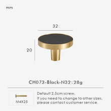 Load image into Gallery viewer, INSPIRA LIFESTYLES - Sarto Leather Handles, leather cabinet handles, genuine leather knobs, brushed brass pulls, black leather handle, orange leather knob, beige cabinet pull, khaki drawer handle, modern kitchen hardware, bespoke cabinet hardware, luxury leather handle.
