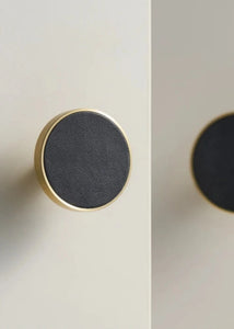 INSPIRA LIFESTYLES - Sarto Leather Handles, leather cabinet handles, genuine leather knobs, brushed brass pulls, black leather handle, orange leather knob, beige cabinet pull, khaki drawer handle, modern kitchen hardware, bespoke cabinet hardware, luxury leather handle.