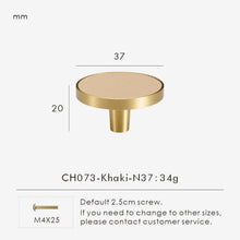 Load image into Gallery viewer, INSPIRA LIFESTYLES - Sarto Leather Handles, leather cabinet handles, genuine leather knobs, brushed brass pulls, black leather handle, orange leather knob, beige cabinet pull, khaki drawer handle, modern kitchen hardware, bespoke cabinet hardware, luxury leather handle.
