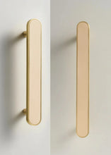 Load image into Gallery viewer, INSPIRA LIFESTYLES - Sarto Leather Handles, leather cabinet handles, genuine leather knobs, brushed brass pulls, black leather handle, orange leather knob, beige cabinet pull, khaki drawer handle, modern kitchen hardware, bespoke cabinet hardware, luxury leather handle.
