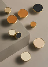 Load image into Gallery viewer, INSPIRA LIFESTYLES - Sarto Leather Handles, leather cabinet handles, genuine leather knobs, brushed brass pulls, black leather handle, orange leather knob, beige cabinet pull, khaki drawer handle, modern kitchen hardware, bespoke cabinet hardware, luxury leather handle.
