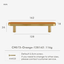 Load image into Gallery viewer, INSPIRA LIFESTYLES - Sarto Leather Handles, leather cabinet handles, genuine leather knobs, brushed brass pulls, black leather handle, orange leather knob, beige cabinet pull, khaki drawer handle, modern kitchen hardware, bespoke cabinet hardware, luxury leather handle.
