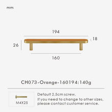 Load image into Gallery viewer, INSPIRA LIFESTYLES - Sarto Leather Handles, leather cabinet handles, genuine leather knobs, brushed brass pulls, black leather handle, orange leather knob, beige cabinet pull, khaki drawer handle, modern kitchen hardware, bespoke cabinet hardware, luxury leather handle.
