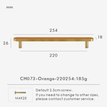 Load image into Gallery viewer, INSPIRA LIFESTYLES - Sarto Leather Handles, leather cabinet handles, genuine leather knobs, brushed brass pulls, black leather handle, orange leather knob, beige cabinet pull, khaki drawer handle, modern kitchen hardware, bespoke cabinet hardware, luxury leather handle.
