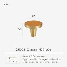 Load image into Gallery viewer, INSPIRA LIFESTYLES - Sarto Leather Handles, leather cabinet handles, genuine leather knobs, brushed brass pulls, black leather handle, orange leather knob, beige cabinet pull, khaki drawer handle, modern kitchen hardware, bespoke cabinet hardware, luxury leather handle.
