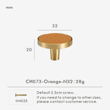 Load image into Gallery viewer, INSPIRA LIFESTYLES - Sarto Leather Handles, leather cabinet handles, genuine leather knobs, brushed brass pulls, black leather handle, orange leather knob, beige cabinet pull, khaki drawer handle, modern kitchen hardware, bespoke cabinet hardware, luxury leather handle.
