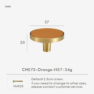 INSPIRA LIFESTYLES - Sarto Leather Handles, leather cabinet handles, genuine leather knobs, brushed brass pulls, black leather handle, orange leather knob, beige cabinet pull, khaki drawer handle, modern kitchen hardware, bespoke cabinet hardware, luxury leather handle.