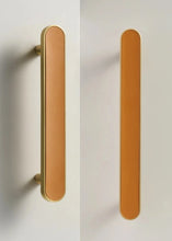 Load image into Gallery viewer, INSPIRA LIFESTYLES - Sarto Leather Handles, leather cabinet handles, genuine leather knobs, brushed brass pulls, black leather handle, orange leather knob, beige cabinet pull, khaki drawer handle, modern kitchen hardware, bespoke cabinet hardware, luxury leather handle.

