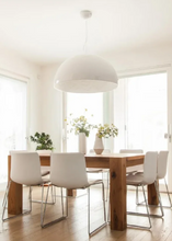 Load image into Gallery viewer, INSPIRA LIFESTYLES – Flower Dome Pendant Light, embossed floral interior dome chandelier, diffused frosted light source, contemporary dining room lighting, hospitality pendant for cafés, restaurants, and bistros
