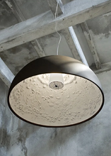 Load image into Gallery viewer, INSPIRA LIFESTYLES – Flower Dome Pendant Light, embossed floral interior dome chandelier, diffused frosted light source, contemporary dining room lighting, hospitality pendant for cafés, restaurants, and bistros
