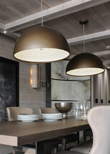 Load image into Gallery viewer, INSPIRA LIFESTYLES – Flower Dome Pendant Light, embossed floral interior dome chandelier, diffused frosted light source, contemporary dining room lighting, hospitality pendant for cafés, restaurants, and bistros
