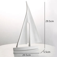 Load image into Gallery viewer, INSPIRA LIFESTYLES - Abstract Sailboat Sculpture, modern resin sailboat decor, minimalist tabletop sculpture, black white gold decorative object for shelving, contemporary office accent, modern home decor
