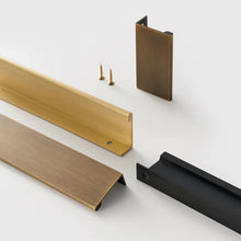 Load image into Gallery viewer, INSPIRA LIFESTYLES | Lino Long Pull Handles, WARDROBE PULLS, WARDROBE HARDWARE, MATTE BLACK HARDWARE, LONG PULL HANDLES, LONG DRAWER PULLS, LONG DOOR PULLS, KITCHEN PULLS, KITCHEN HARDWARE, KITCHEN CABINET HARDWARE, INTEGRATED DRAWER PULLS, FURNITURE PULL, EDGE PULL, DRAWER PULLS, DRAWER PULL, DOOR PULLS, DOOR PULL, DECORATIVE PULL, COPPER HARDWARE, CLOSET HARDWARE, CABINET PULLS, CABINET PULL, CABINET HARDWARE, BRONZE CABINET HARDWARE, BRASS HARDWARE, BATHROOM PULLS, BATHROOM CABINET HARDWARE
