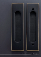 Load image into Gallery viewer, INSPIRA LIFESTYLES - Luke Recessed Door Handle, solid brass sliding door handle, grid-pattern door hardware, bronze door handle, black door handle, polished nickel door handle, modern interior hardware, post-modern door handle, commercial door handle, residential door handle, designer sliding door hardware
