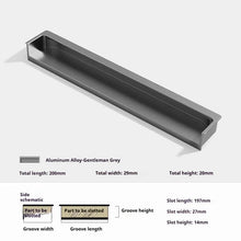 Load image into Gallery viewer, INSPIRA LIFESTYLES - Matiz Recessed Handles, colourful aluminum cabinet pulls, recessed drawer handles, orange red handle, moran green handle, deep blue handle, coffee brown handle, grey recessed pull, modern kitchen cabinet hardware
