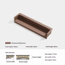 Load image into Gallery viewer, INSPIRA LIFESTYLES - Matiz Recessed Handles, colourful aluminum cabinet pulls, recessed drawer handles, orange red handle, moran green handle, deep blue handle, coffee brown handle, grey recessed pull, modern kitchen cabinet hardware
