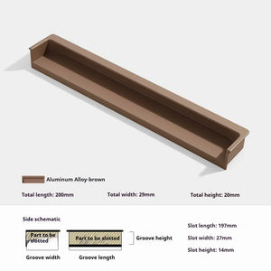 INSPIRA LIFESTYLES - Matiz Recessed Handles, colourful aluminum cabinet pulls, recessed drawer handles, orange red handle, moran green handle, deep blue handle, coffee brown handle, grey recessed pull, modern kitchen cabinet hardware