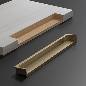 INSPIRA LIFESTYLES - Matiz Recessed Handles, colourful aluminum cabinet pulls, recessed drawer handles, orange red handle, moran green handle, deep blue handle, coffee brown handle, grey recessed pull, modern kitchen cabinet hardware