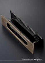 Load image into Gallery viewer, INSPIRA LIFESTYLES - Luke Recessed Door Handle, solid brass sliding door handle, grid-pattern door hardware, bronze door handle, black door handle, polished nickel door handle, modern interior hardware, post-modern door handle, commercial door handle, residential door handle, designer sliding door hardware
