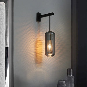 INSPIRA LIFESTYLES - Modern Black Wall Lights, Glass Lampshade Wall Light, Bedroom Decor Lighting, Study Wall Lamp, Hotel Aisle Lighting, Restaurant Wall Light, Staircase Wall Lamp, Art Wall Lighting, Contemporary Wall Light, Sleek Black Wall Fixtures, Elegant Glass Wall Light, Stylish Aisle Lighting