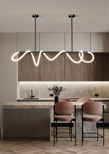 INSPIRA LIFESTYLES | Linear Rope Chandelier - Modern kitchen with a stylish pendant light fixture.
