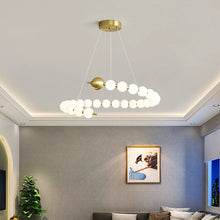 Load image into Gallery viewer, INSPIRA LIFESTYLES - Contemporary Long LED Chandelier, Modern LED Chandelier Light, Elegant Long Pendant Light, Sleek LED Chandelier, Stylish White Ball Chandelier, Contemporary Lighting Fixture, LED Living Room Chandelier, Dining Room LED Light, Bedroom Long Chandelier, Sophisticated LED Illumination, Modern Home Chandelier, Energy-Efficient LED Light
