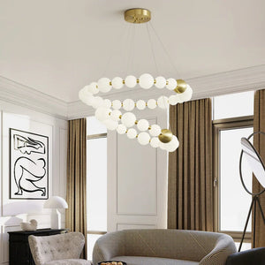 INSPIRA LIFESTYLES - Contemporary Long LED Chandelier, Modern LED Chandelier Light, Elegant Long Pendant Light, Sleek LED Chandelier, Stylish White Ball Chandelier, Contemporary Lighting Fixture, LED Living Room Chandelier, Dining Room LED Light, Bedroom Long Chandelier, Sophisticated LED Illumination, Modern Home Chandelier, Energy-Efficient LED Light