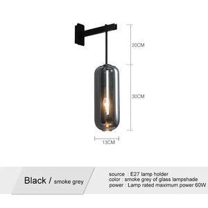 INSPIRA LIFESTYLES - Modern Black Wall Lights, Glass Lampshade Wall Light, Bedroom Decor Lighting, Study Wall Lamp, Hotel Aisle Lighting, Restaurant Wall Light, Staircase Wall Lamp, Art Wall Lighting, Contemporary Wall Light, Sleek Black Wall Fixtures, Elegant Glass Wall Light, Stylish Aisle Lighting