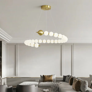 INSPIRA LIFESTYLES - Contemporary Long LED Chandelier, Modern LED Chandelier Light, Elegant Long Pendant Light, Sleek LED Chandelier, Stylish White Ball Chandelier, Contemporary Lighting Fixture, LED Living Room Chandelier, Dining Room LED Light, Bedroom Long Chandelier, Sophisticated LED Illumination, Modern Home Chandelier, Energy-Efficient LED Light