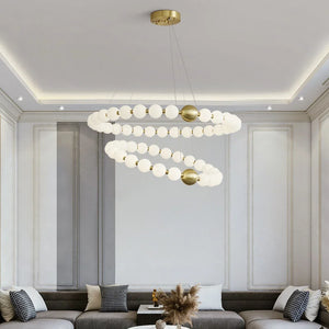 INSPIRA LIFESTYLES - Contemporary Long LED Chandelier, Modern LED Chandelier Light, Elegant Long Pendant Light, Sleek LED Chandelier, Stylish White Ball Chandelier, Contemporary Lighting Fixture, LED Living Room Chandelier, Dining Room LED Light, Bedroom Long Chandelier, Sophisticated LED Illumination, Modern Home Chandelier, Energy-Efficient LED Light