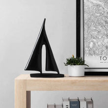 Load image into Gallery viewer, INSPIRA LIFESTYLES - Abstract Sailboat Sculpture, modern resin sailboat decor, minimalist tabletop sculpture, black white gold decorative object for shelving, contemporary office accent, modern home decor
