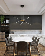 Load image into Gallery viewer, INSPIRA LIFESTYLES - Tubular Mobile Chandelier - ACCENT LIGHT, BRANCH LIGHT, DINING TABLE LIGHT, HANGING LIGHT, LED LIGHT, LIGHT, LIGHT FIXTURE, LIGHTING, MINIMALIST CHANDELIER, MOBILE CHANDELIER, MODERN CHANDELIER, MODERN LIGHT, PENDANT LIGHT, SCULPTURAL LIGHT, SPUTNIK LIGHT, BLACK IRON CHANDELIER
