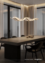 Load image into Gallery viewer, INSPIRA LIFESTYLES - Wave Modern Chandelier, ribbon-inspired chandelier, linear LED chandelier, dining room chandelier, kitchen island pendant light, sculptural architectural lighting
