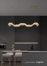 Load image into Gallery viewer, INSPIRA LIFESTYLES - Wave Modern Chandelier, ribbon-inspired chandelier, linear LED chandelier, dining room chandelier, kitchen island pendant light, sculptural architectural lighting
