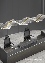Load image into Gallery viewer, INSPIRA LIFESTYLES - Wave Modern Chandelier, ribbon-inspired chandelier, linear LED chandelier, dining room chandelier, kitchen island pendant light, sculptural architectural lighting
