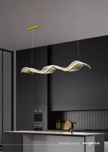 Load image into Gallery viewer, INSPIRA LIFESTYLES - Wave Modern Chandelier, ribbon-inspired chandelier, linear LED chandelier, dining room chandelier, kitchen island pendant light, sculptural architectural lighting
