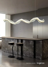 Load image into Gallery viewer, INSPIRA LIFESTYLES - Wave Modern Chandelier, ribbon-inspired chandelier, linear LED chandelier, dining room chandelier, kitchen island pendant light, sculptural architectural lighting
