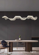 Load image into Gallery viewer, INSPIRA LIFESTYLES - Wave Modern Chandelier, ribbon-inspired chandelier, linear LED chandelier, dining room chandelier, kitchen island pendant light, sculptural architectural lighting
