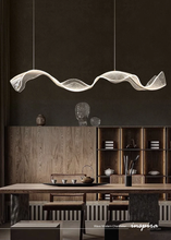 Load image into Gallery viewer, INSPIRA LIFESTYLES - Wave Modern Chandelier, ribbon-inspired chandelier, linear LED chandelier, dining room chandelier, kitchen island pendant light, sculptural architectural lighting
