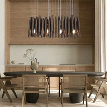 Load image into Gallery viewer, INSPIRA LIFESTYLES | Wood Block Chandelier - WOODEN LIGHT FIXTURE, WOODEN CHANDELIER, WOOD PENDANT LIGHT, WOOD LIGHT, WOOD CHANDELIER, MODERN PENDANT LIGHT, MODERN CHANDELIER, Luxury Pendant Light, LUXURY CHANDELIER, Living Room Chandelier, Kitchen Chandelier, Dining Room Chandelier, Designer Chandelier, Contemporary, BEDROOM LIGHT, LIVING ROOM LIGHT, ACCENT LIGHT, SCULPTURAL LIGHT, FEATURE LIGHT, MODERN LIGHT, RESTAURANT LIGHT, HOTEL LIGHT, UNIQUE LIGHT, Contemporary Lighting Fixture, STAIR LIGHT
