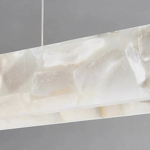 Inspira Lifestyles - White marble linear LED modern chandelier pendant light detail