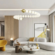 Load image into Gallery viewer, INSPIRA LIFESTYLES - Contemporary Long LED Chandelier, Modern LED Chandelier Light, Elegant Long Pendant Light, Sleek LED Chandelier, Stylish White Ball Chandelier, Contemporary Lighting Fixture, LED Living Room Chandelier, Dining Room LED Light, Bedroom Long Chandelier, Sophisticated LED Illumination, Modern Home Chandelier, Energy-Efficient LED Light
