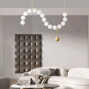 INSPIRA LIFESTYLES - Contemporary Long LED Chandelier, Modern LED Chandelier Light, Elegant Long Pendant Light, Sleek LED Chandelier, Stylish White Ball Chandelier, Contemporary Lighting Fixture, LED Living Room Chandelier, Dining Room LED Light, Bedroom Long Chandelier, Sophisticated LED Illumination, Modern Home Chandelier, Energy-Efficient LED Light