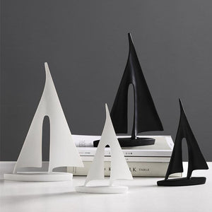 INSPIRA LIFESTYLES - Abstract Sailboat Sculpture - ACCESSORIES, ART, BLACK AND WHITE, DECOR, DECORATION, DECORATIVE, MODERN, SCULPTURE