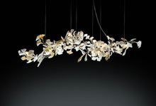 Load image into Gallery viewer, INSPIRA LIFESTYLES - Sculptural Leaf Chandelier, porcelain ginkgo chandelier, cascading porcelain leaf light, gold canopy chandelier, modern statement ceiling light, dining room chandelier, kitchen island pendant light, living room accent lighting, stairwell chandelier, contemporary sculptural light fixture, minimalist gold chandelier, transitional interior lighting, luxury porcelain chandelier, designer lighting fixture
