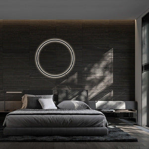 INSPIRA LIFESTYLES – Minimalist Metal Ring Light, a modern circular LED wall light with sleek sculptural design. This versatile wall sconce doubles as accent lighting and wall art, perfect as a bedroom light above a headboard, a living room statement piece, or a minimalist hallway fixture. Contemporary ring light crafted in metal with soft LED illumination, ideal for modern interiors seeking sculptural lighting, circle lights, or functional yet artistic wall sconces.
