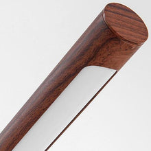 Load image into Gallery viewer, INSPIRA LIFESTYLES – Postaro Table Lamp – modern LED table lamp with postmodern design, featuring a dark wood base and satin brass accents. Sculptural yet functional lighting with a 90-degree adjustable tilt, perfect for bedside tables, home offices, and contemporary workspaces.
